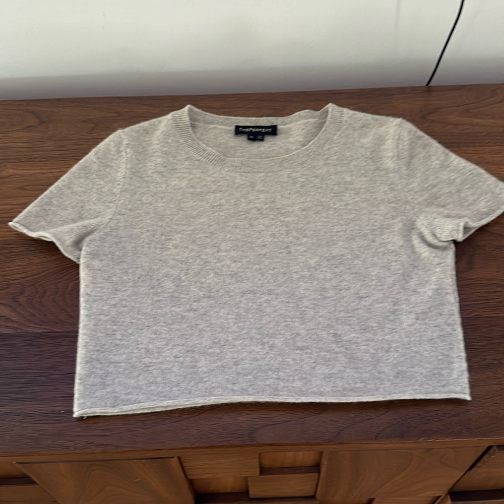 The Perfext cashmere crop grey top XS